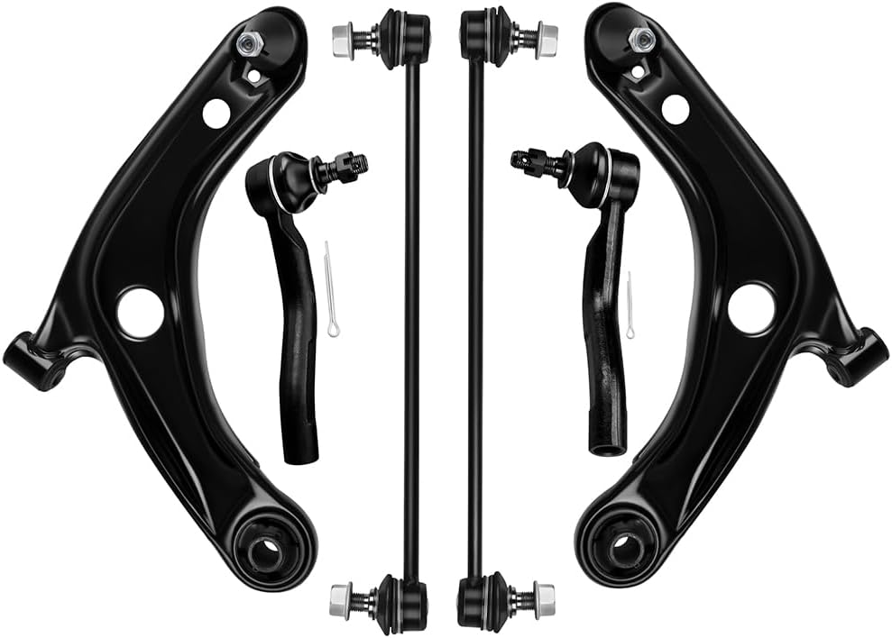 ECCPP - 6PCS Front Lower Control Arm And Ball Joint Outer Tie Rod End Sway Bar Link Compatible Fit 2012-2016 For Toyota For Prius C 2007-2014 For Toyota For Yaris Suspension Kit