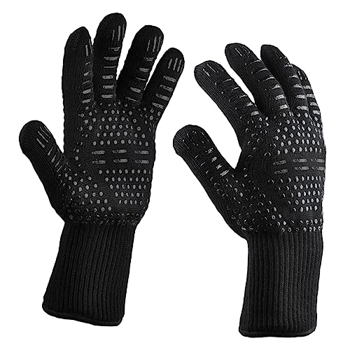 LIFKOME 2piezas Guantes De Cocina Resistentes Al Fuego Calor Funda De Para Barbacoa y Minería Negros