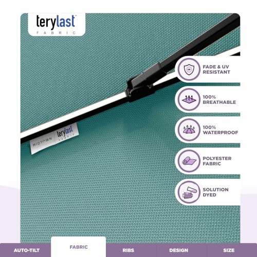 Image of Midtown Umbrellas LED Swilt - 10 Ft Solar LED Patio Umbrella, Seawater