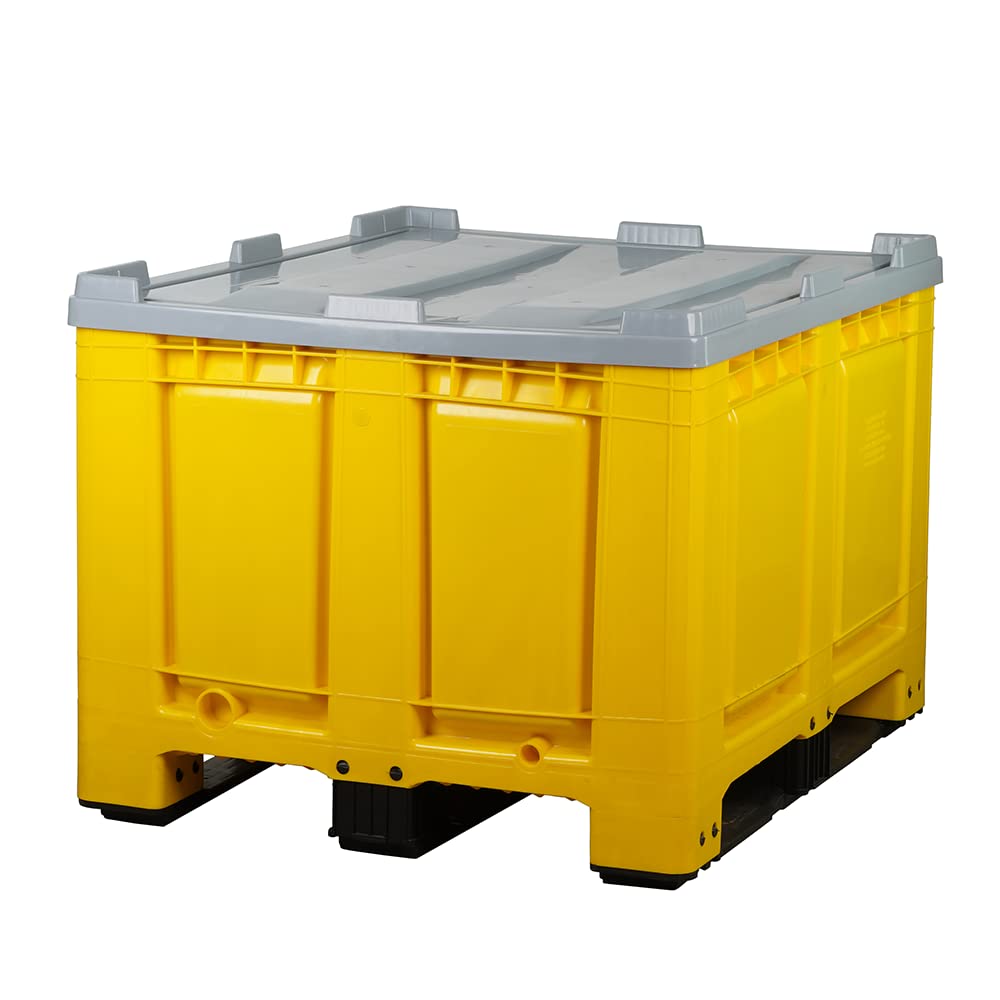 Logiplast Palettenbox mit Deckel LxBxH: 1200 x 1000 x 790 mm geschlossen mit 3 Kufen in gelb