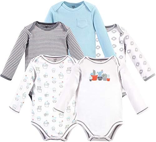 Touched by Nature Baby Organic Cotton Long-Sleeve Bodysuits, Cactus, Preemie