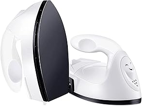 Mini Heat Press Small Iron Portable Heat Press Machine Mini Craft Iron with Charging Base Accessories for DIY T-Shirts, Shoes, Bag and Hats Heat Transfer Vinyl Projects (White)