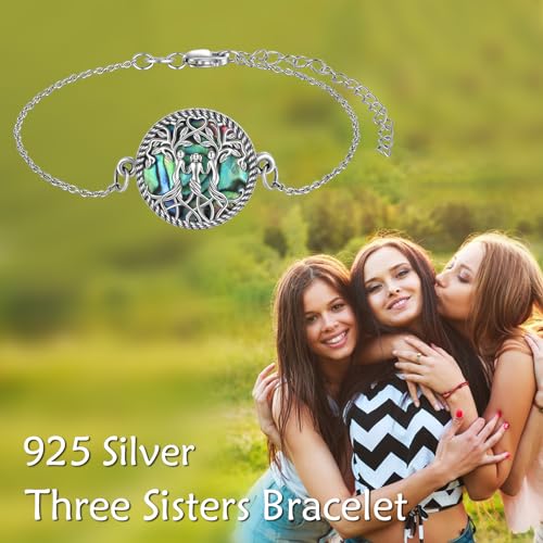 Image of YFN Sterling Silver Tree of Life Bracelet - Sister Bracelet Jewelry, Birthday Gift for Sisters