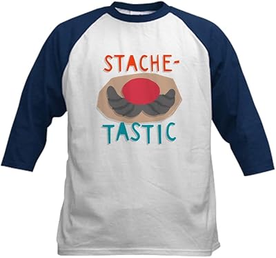 CafePress Mr. Potato Head Stache Tastic Kids Baseball Tee Kids Cotton Baseball Jersey, 3/4 Raglan Sleeve Shirt Navy/White