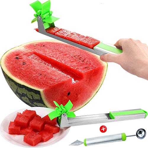 Pastèque Windmill Kit de Coupe,Couper Le Melon Fruit, Coupe fruits trancheuse de Fruits en Acier Inoxydable,Moulin à Vent de Coupeur de Pastèque,trancheuse à Melon pour Couper Le Fruit