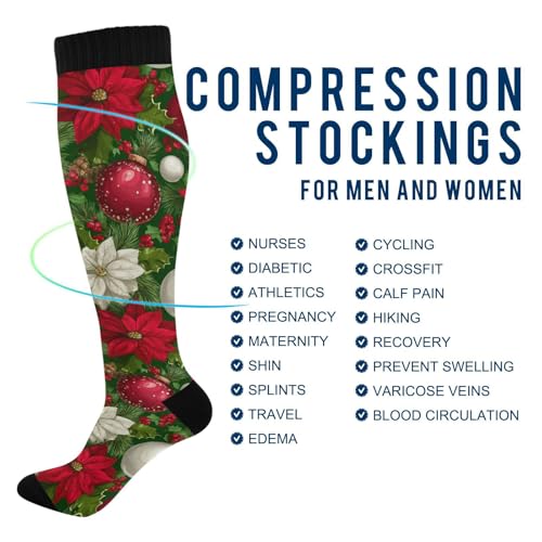 Image of SHJI Compression Socks for Women Sock Men Knee High Stockings for Running Athletic Hiking Cycling
