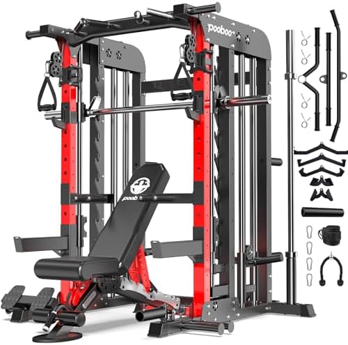 Pooboo Multi-Functional Machine Power Cage, 2000LB Squat Rack, LA...
