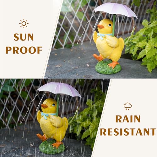 Mininova Outdoor Decor Garden Statue Cute Duck Holding Umbrella Figurine With Solar Light Waterproof Sculpture Gift For Patio Lawn Yard Porch thumb #3