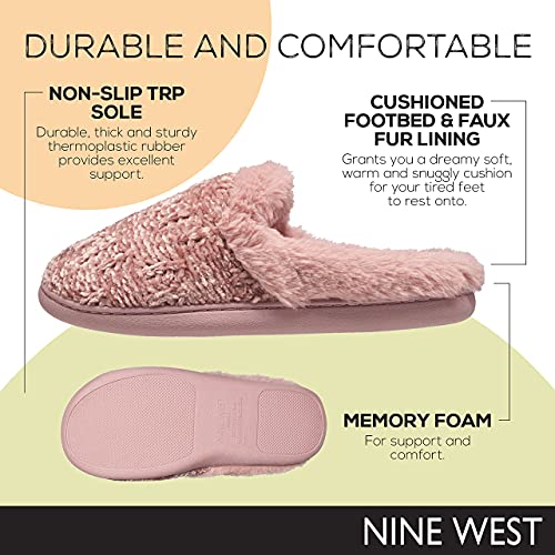 Nine West Premium Slippers For Women Cozy Warm Memory Foam Non-Slip Indoor Outdoor Winter House Shoes In Mauve Size 11-12 X-Large #TOP3