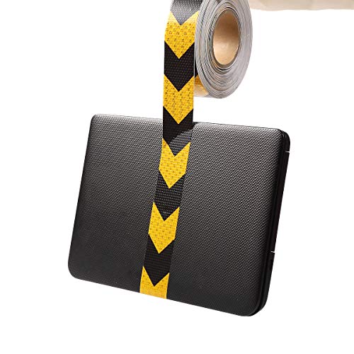 Aisey 2" X 30Ft Reflective Safety Hazard Warning Tape Waterproof Yellow Black - High Intensity Reflector Tape For Outdoor Steps #TOP5