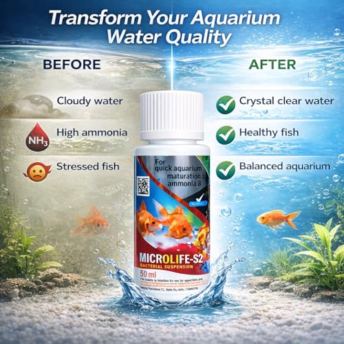 Image of VAYINATO Aquatic Remedies Micro Life S2 Beneficial Bacteria Liquid Bacterial Suspension For Quick Aquarium Maturation And Ammonia And Nitrite Removal (50 Ml)