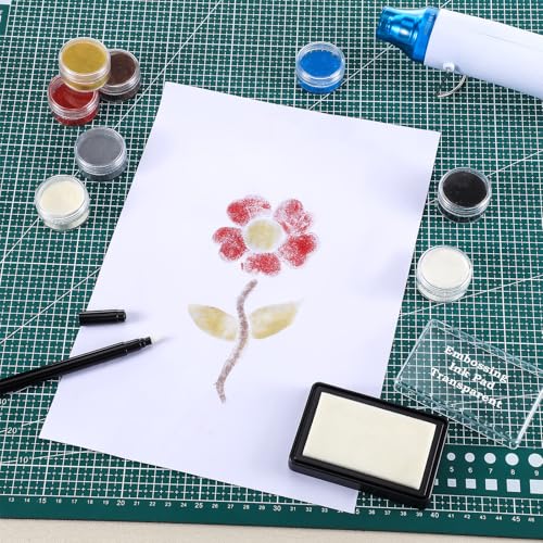 Lanties Embossing Kit with Heat Tool Bundle, 8 x 10ml Embossing Powders, Clear Embossings Pen and Ink Pad, Complete Embossings Kit for Starter Crafts