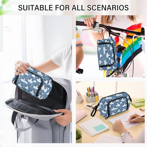 Image of Penguin Cute Pencil Case Large Capacity Pencil Pouch, Handheld Pen Bag Cosmetic Portable Gift for Office School Teen Girl Boy Men Women Adult Pencil Storage Organizer