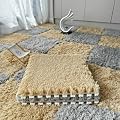 10 Pack Carpet Squares Puzzle Mat 12''x12''x0.4'' Plush Interlocking Carpet Tiles,Soft Fluffy Floor Protective Mat Shaggy Area Rug for Bedroom (Khaki Grey)