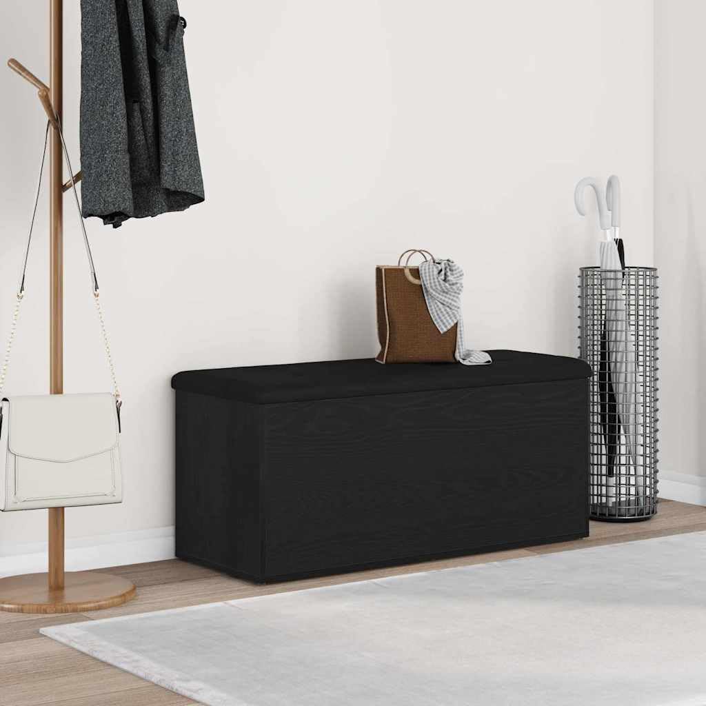 Banc avec espace de rangement en bois noir 102x42x45 cm