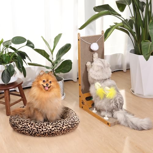 Almofada grande em forma de L para gatos durável, perfeita para arranhar com bola, brincar, esticar