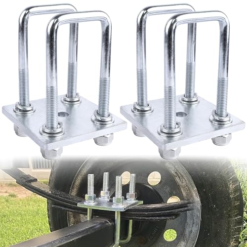 Lot de 2 vis à étrier en U avec filetage M12 50 x 130 mm - Boulons carrés en U pour remorque de bateau - En acier haute performance - Pour voiture,...