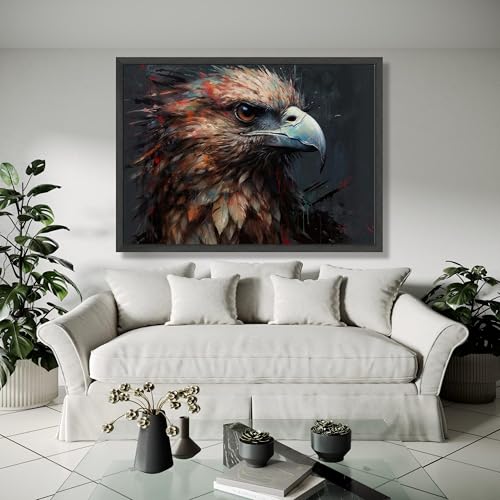 Tableau sur toile aigle au detail des plumes impression decorative de precision nature