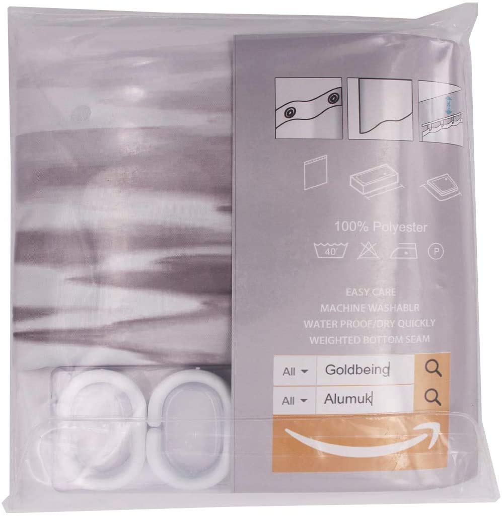Rideau de Douche textile Polyester gris fond avec des contours de galet, imperméable 120*180cm