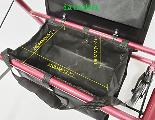Under Seat Rollator Bag or Tote for Four Wheel Rollator, Rollator Walker Replacement Medical Basket, Rollator Basket & Accessory Organizer Storage Ipad, Books, Shopping and Essentials(1EA,Black)