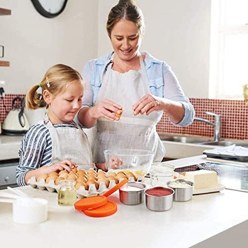 nicelock Mini Pots 3 x 3.5oz Stainless Steel Airtight Food Container for Baby Food, Kids Snacks, Weaning Pots Salad Dressing Condiment Containers Mini Storage Box BPA-Free W6 x D6 x H3.6cm
