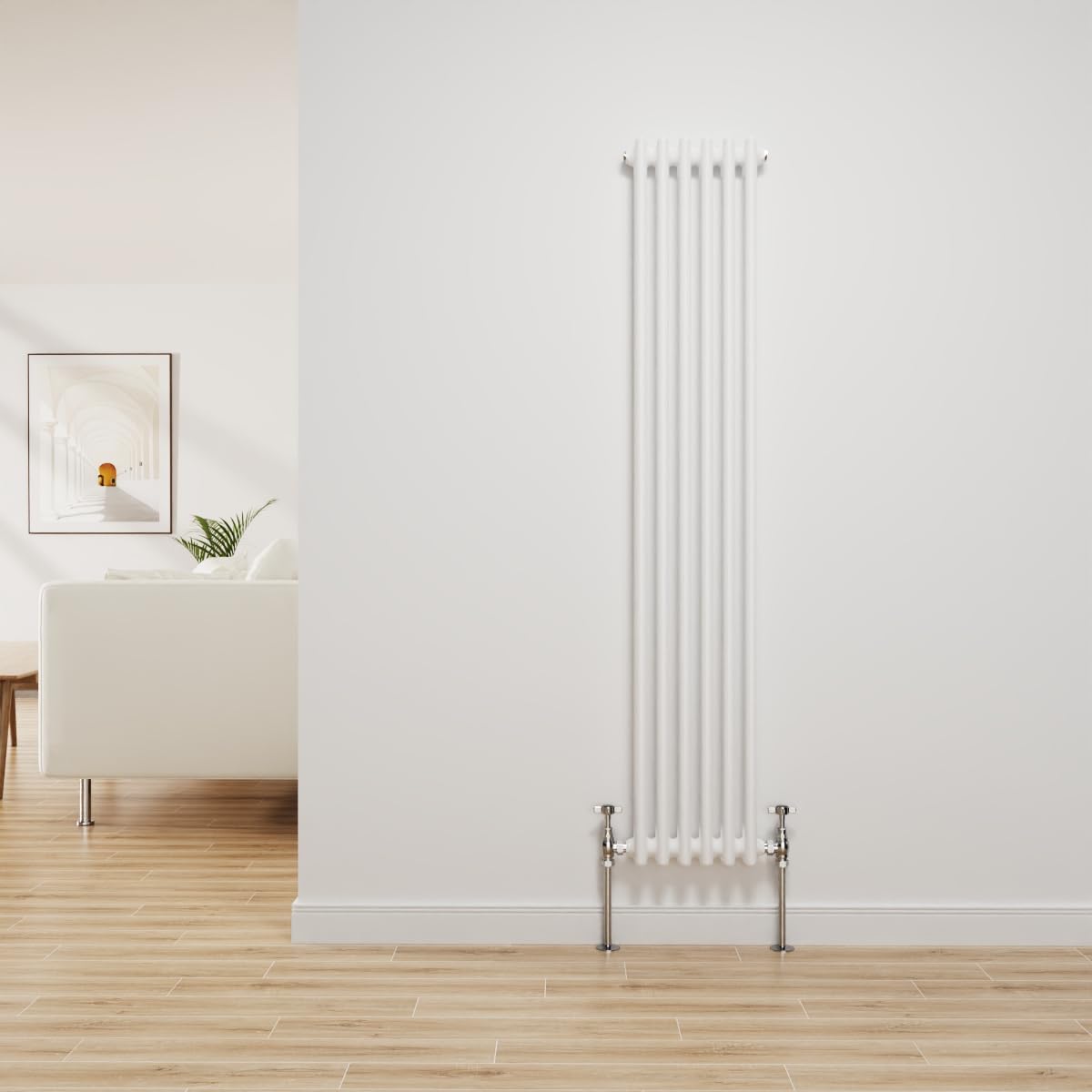 Nrg Gloss White Traditional Radiator Cast Iron 2 Column Vertical 1500X290mm