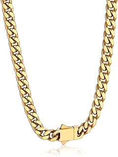 Mens Stainless Steel Chain Necklaces 5/7/9/12MM Chunky Miami Cuban Link Chain Necklace Bracelet Silver/Gold Plated/Black Chains for Men 18"-30"