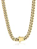 Bandmax Men Chain Necklaces 24 Inch Gold Diamond Cut Miami Cuban Link Chain 5MM Wide Cubanas Cadenas Hombres Mens Stainless Steel Jewelry Gift for Men