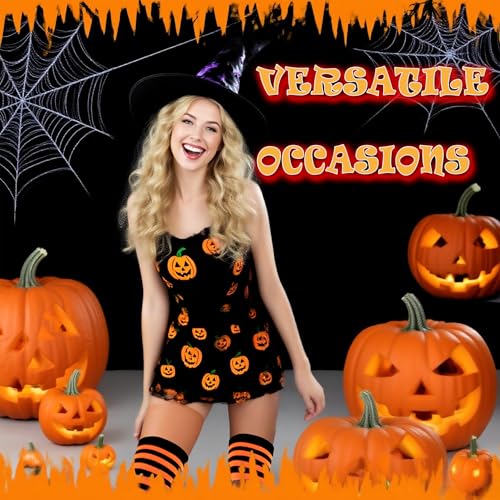 XinblueCo 2pcs Halloween Striped Stockings,Over The Knee Striped Thigh Stockings,Witch Stocking,High Stocking Costume - image 5