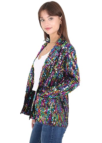 Anna-Kaci Women's Sparkle Sequin Jacket Long Sleeve Open Front Work Blazer Cardigan with Pockets3