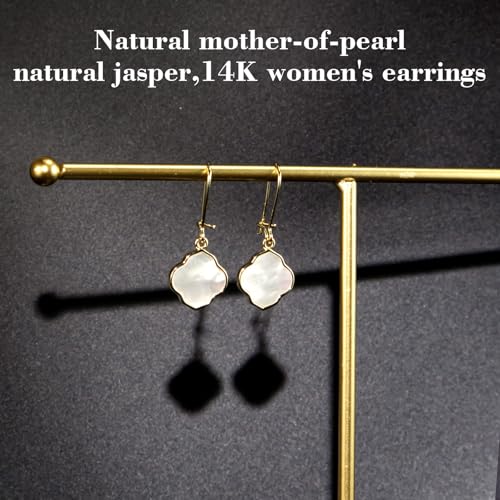Earrings for Women14K Gold Drops Dangle Pendant Natural Stone Natural shell of Pearl Earrings Handmade Premium Quality Jewelry are the Gift for Mom,Wife and Girlfriend4
