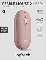 Vista 11 de Logitech Pebble Mouse 2 M350s Ratón Inalámbrico Bluetooth Delgado, Portátil, Ligero, Botón Personalizable, Clics Silenciosos, Easy-Switch para Rosa