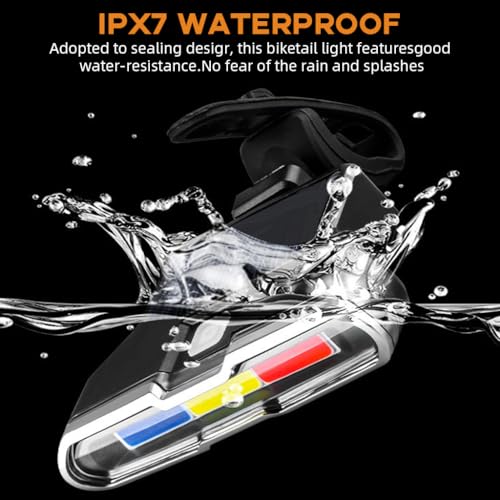 Image of Proberos LED Cycle Llights for Bicycle, USB Rechargeable Bike Safety Light 3-Color Warning with 7 Lighting Modes, Waterproof Tail Outdoor Riding Under Saddle