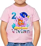 Find Dory and Nemo Birthday Shirt, Personalized add Name and add Number, Find Dory, 1st Birthday, Little Princess Tee (2T, Pink)