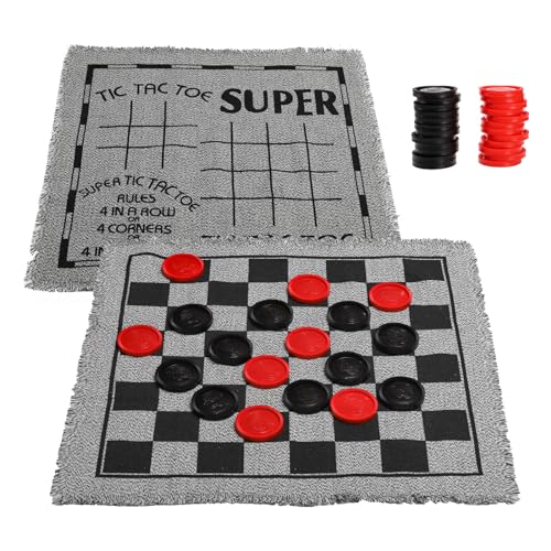 Juego de Damas Gigante y Tres en Uno con Tapete Reversible miniatura 1
