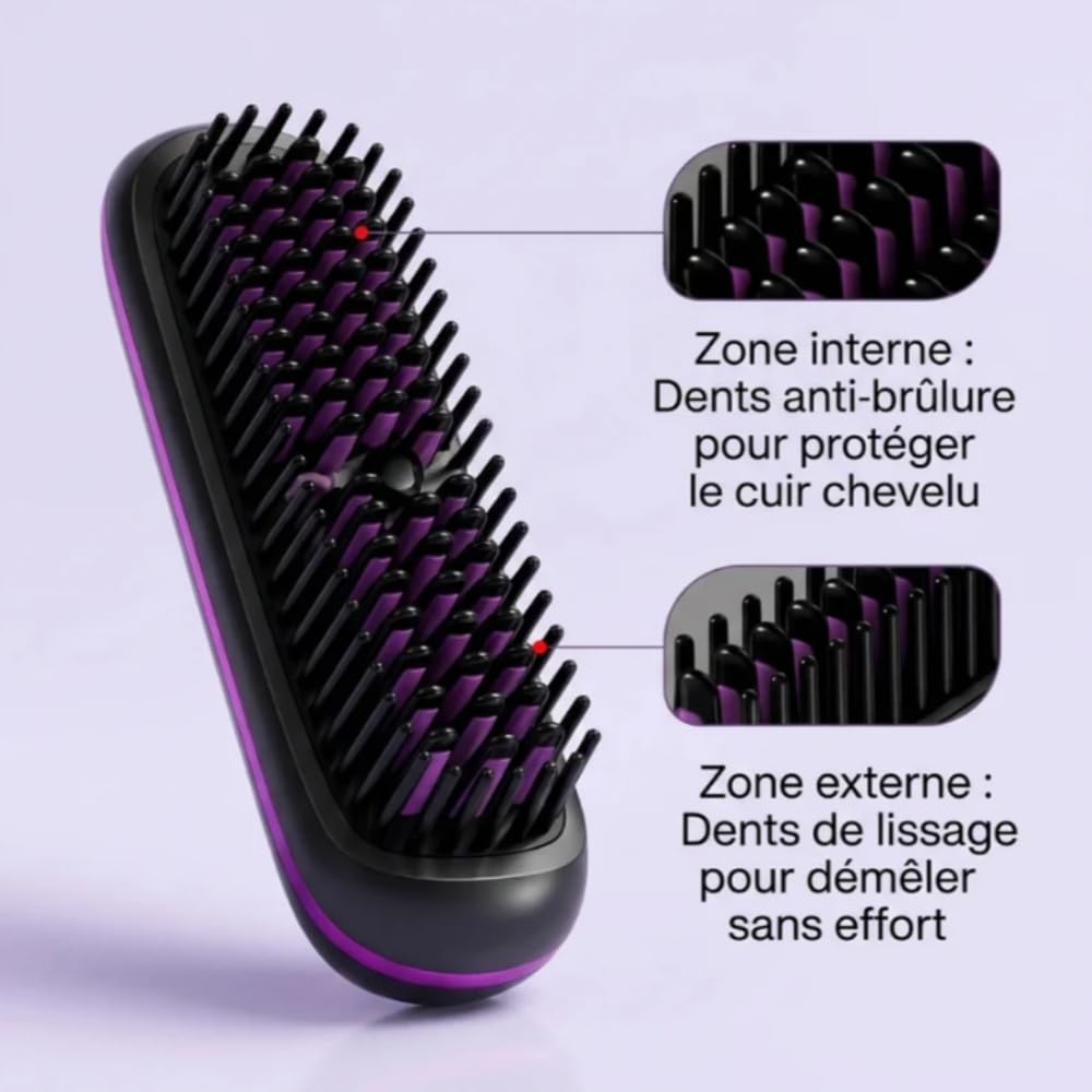 Seykia Brosse à Lisser, 3 réglages de température,Rechargeable USB, avec Écran LED,On peut l'emporter partout avec soi, pour les voyages