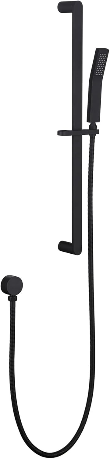 Brass Shower Slide Bar Handheld Shower Head with Hose, Bathroom Showerhead with Handle Spray, High Pressure Shower Slide Bar Height Adjustable with 59.06 Inch Stainless Steel Hose Matte Black