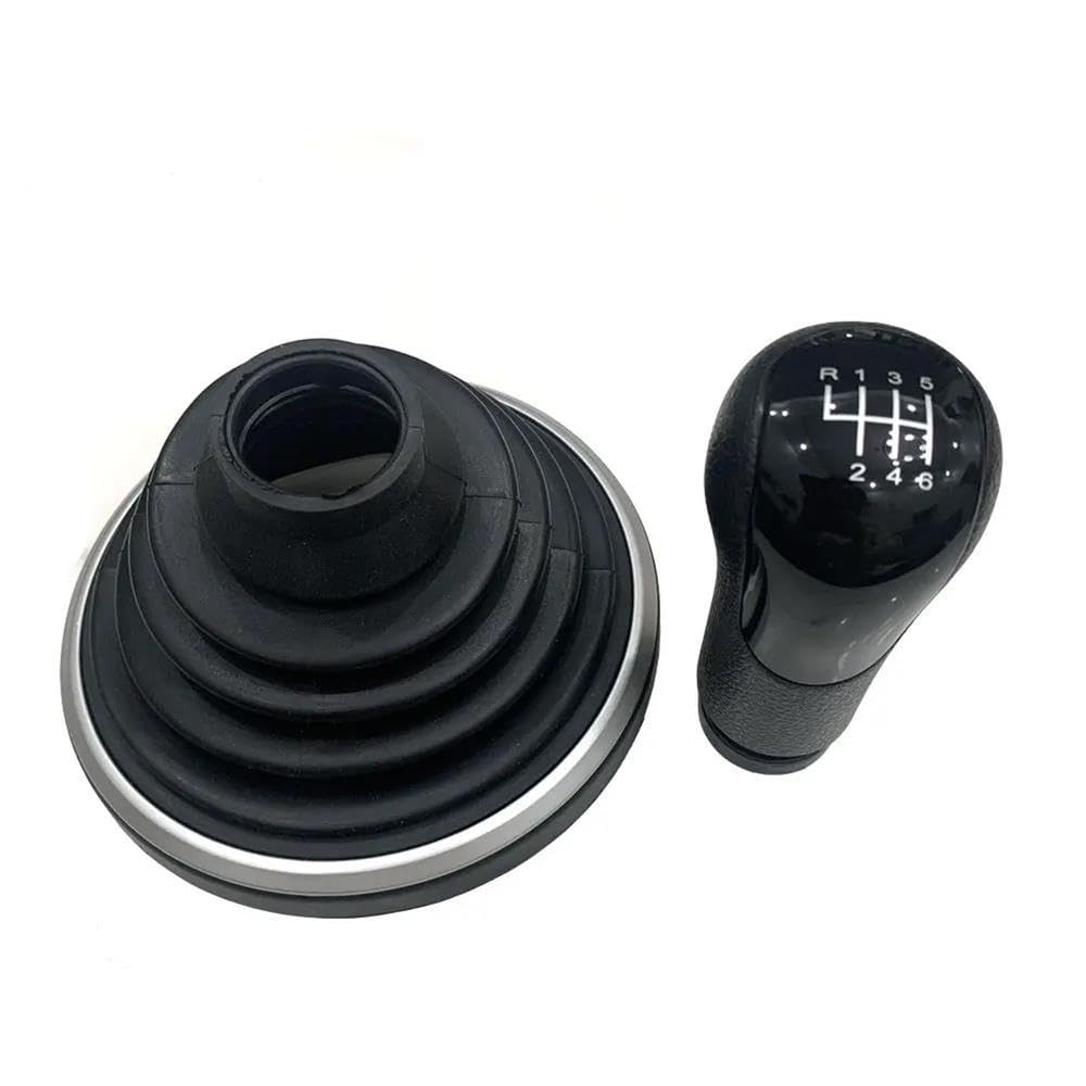 YDXHERTA for Ford Fiesta 2002-2008 Leather Gear Shift Stick Knob Handle with Leather Dust Cover Boot Gaitor Auto Parts(6 Speed and Boot)