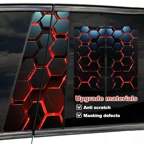 Image of XhuangTech 2PCS Honeycomb Car Stickers and Decals, HD Printed Car B-Pillar Sticker, Personalized Vehicle Door Pillar Decal, DIY Auto Center Pillar Waterproof Sun Protection Scratch PET Cover