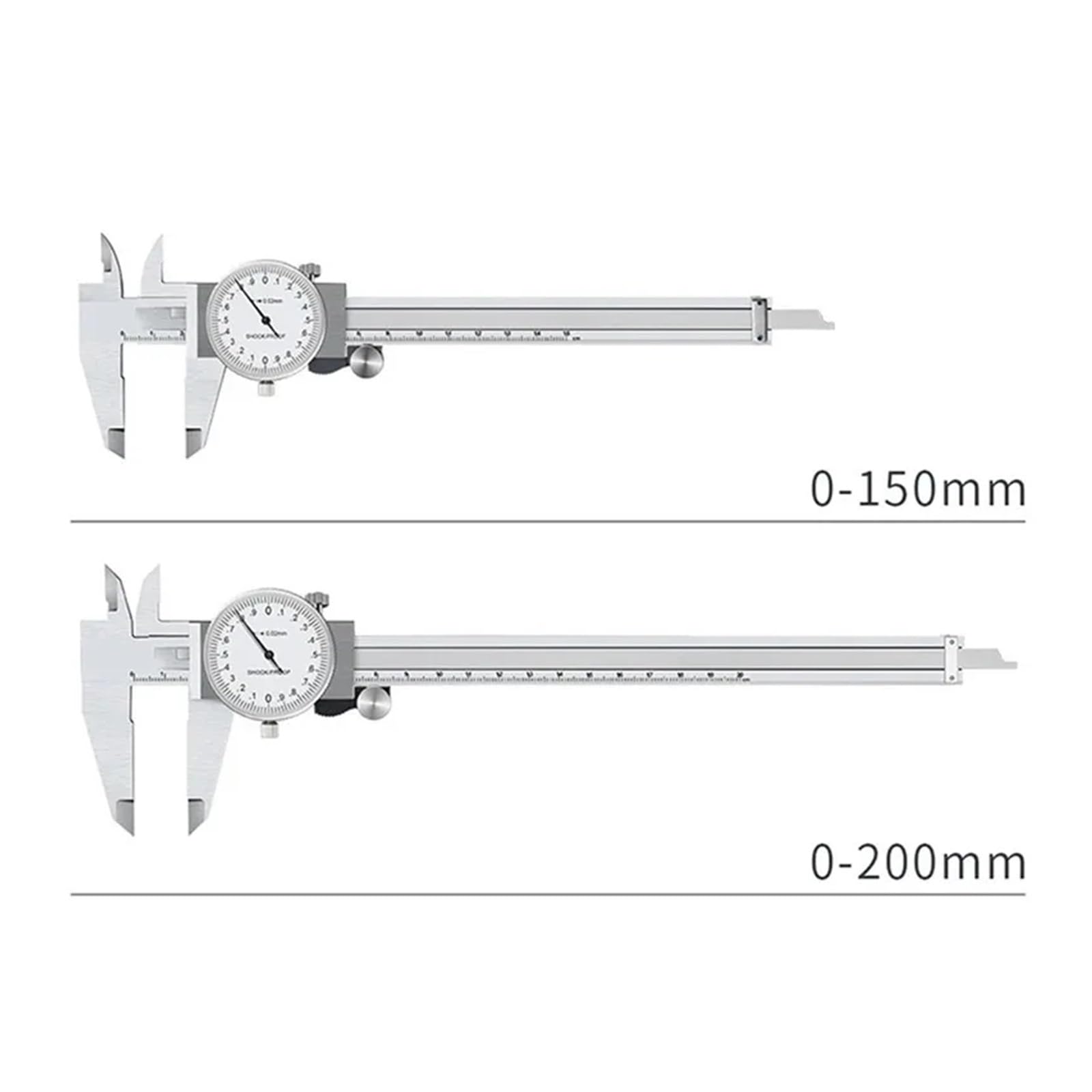 Suwmiarka Cyfrowa, Suwmiarka zegarowa 0-150/200 mm 0,02 o wysokiej precyzji, metalowa suwmiarka z noniuszem, odporna na wstrząsy(0-150mm with Box)