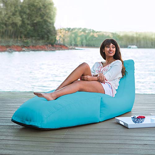 Jaxx Prado Outdoor Bean Bag Chaise Lounge Chair, Navy Stripes #TOP1