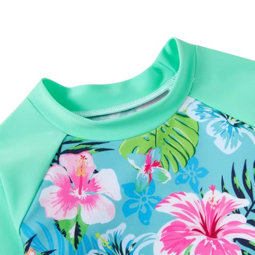 Image of Funnycokid Girls Swimsuit 3 Pieces Long Sleeve Rash Guard Set Tankini Bathing Suits Summer Kids Swimwear 3-10 Years