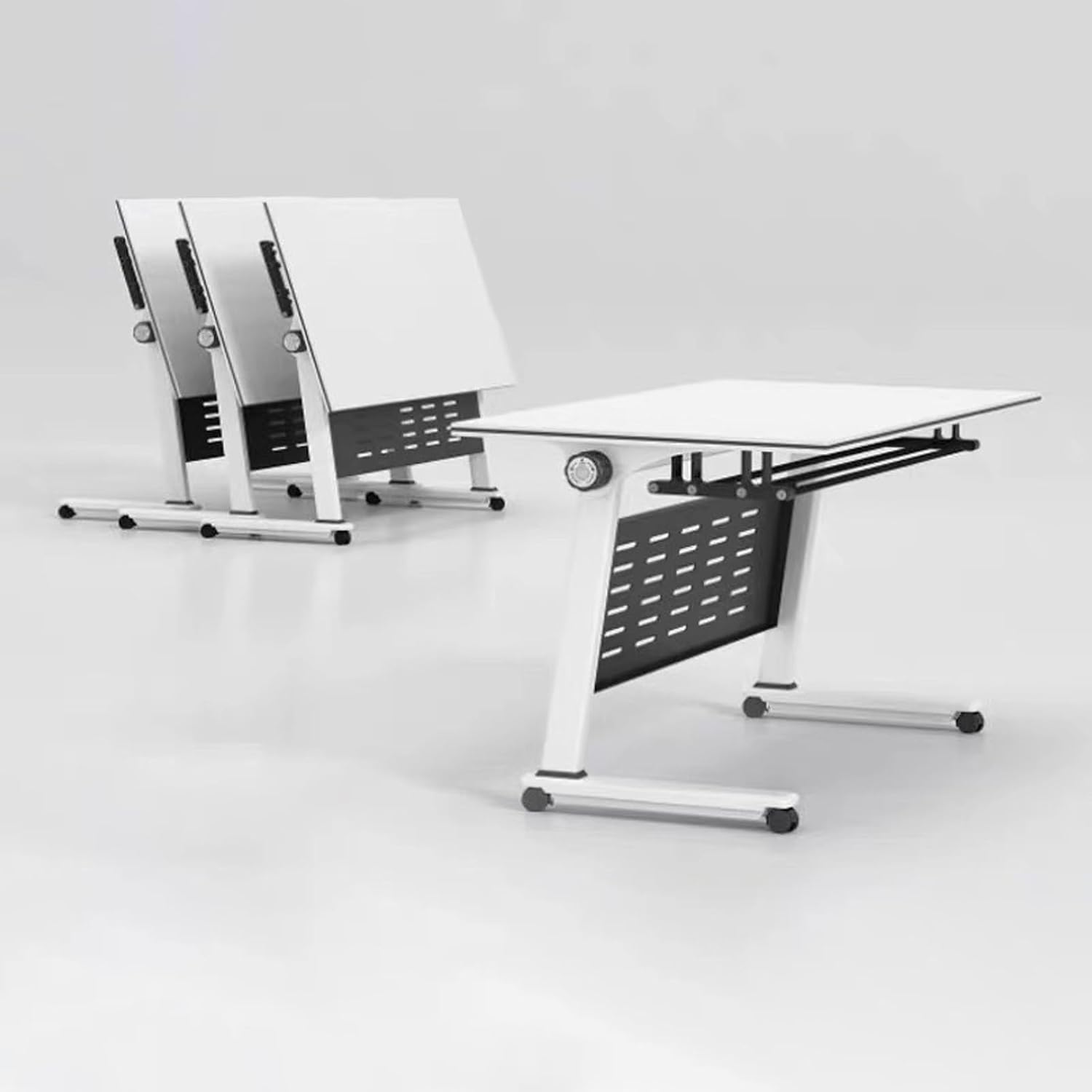 Conference Room Table, Seminar Folding Table with Swivel Casters, Training Room Tables for Meeting Reception Training Room, Classroom, Office, Easy to Move