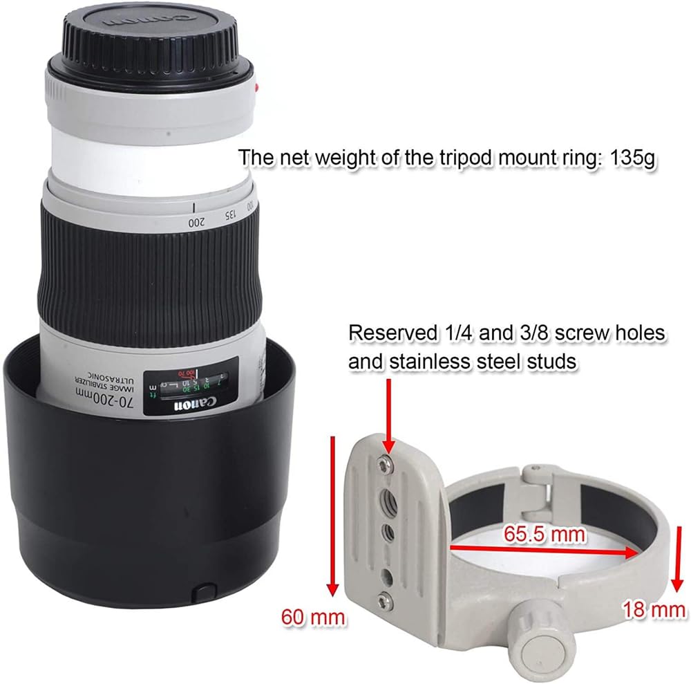 iShoot Anello di montaggio per treppiede Collare obiettivo compatibile con Canon EF 80–200mm f/2.8l, EF 70–200mm f/4L (IS) USM, EF 400mm f/5.6 l USM, Staffa Supporto Arca Fit Piastra Sgancio Rapido