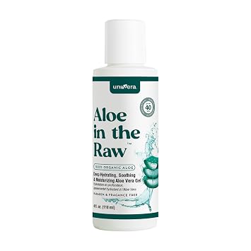 Univera Aloe in the Raw, Made with 100% Pure Organic Aloe Vera Gel, Suitable for All Skin Types, Sunburn Relief, No Sticky Residue, 4.0oz.