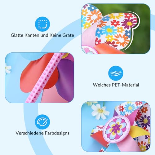 Baoblaze Windrad für Kinderfahrrad, Bike Windrad Windmühle, Kinder Fahrrad Lenker Blume Pinwheel, Pinwheel Dekoration für Alle Fahrräder, Roller, Dreiräder, Laufräder, Kinderwagen, Buggys, Blume