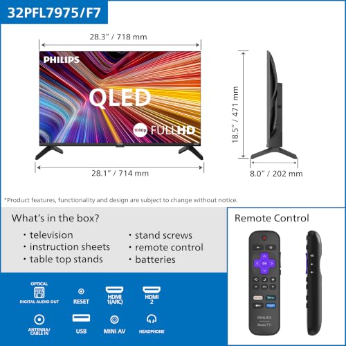 Image of PHILIPS 32-Inch QLED Full HD Roku TV, 7900 Series, Model 32PFL7975 /F7