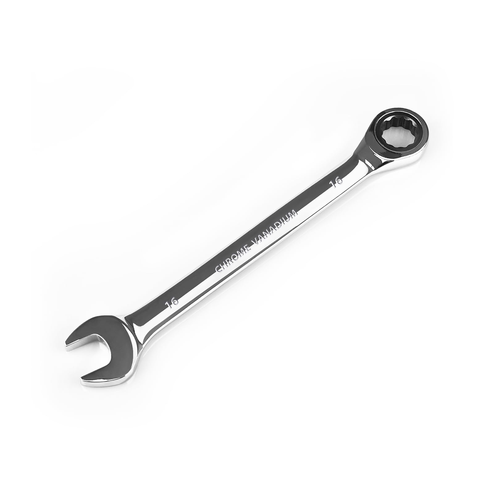 EGOFINE 16mm Ratcheting Combination Wrench Metric, Industrial Grade Gear Spanner with 12-Point Design, 72-Tooth Ratchet