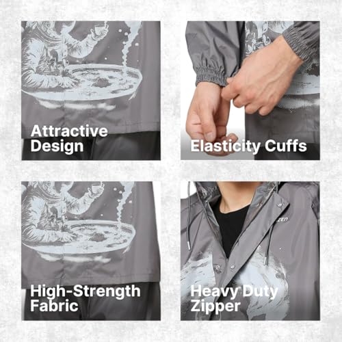 Image of Citizen Explorer Raincoat for Men with Waterproof Pant, Adjustable Inbuilt Hood & Carry Bag | Poly Rubberized PVC Coated Fabric | Durable & Lightweight Rainsuit