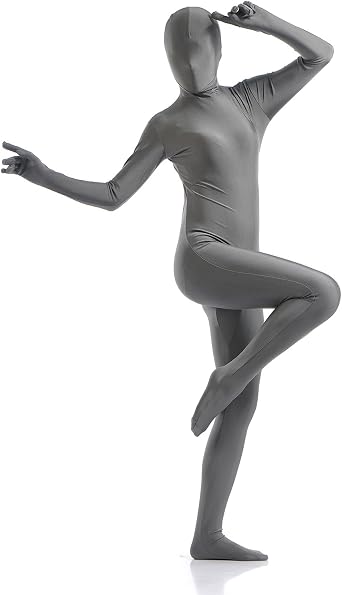 Womens Full Body Unitard Spandex Zentai Suit 2Nd Skin Tight Costumes Grey Bodysuit for Halloween Cosplay, Grey, 2XL/185-195cm